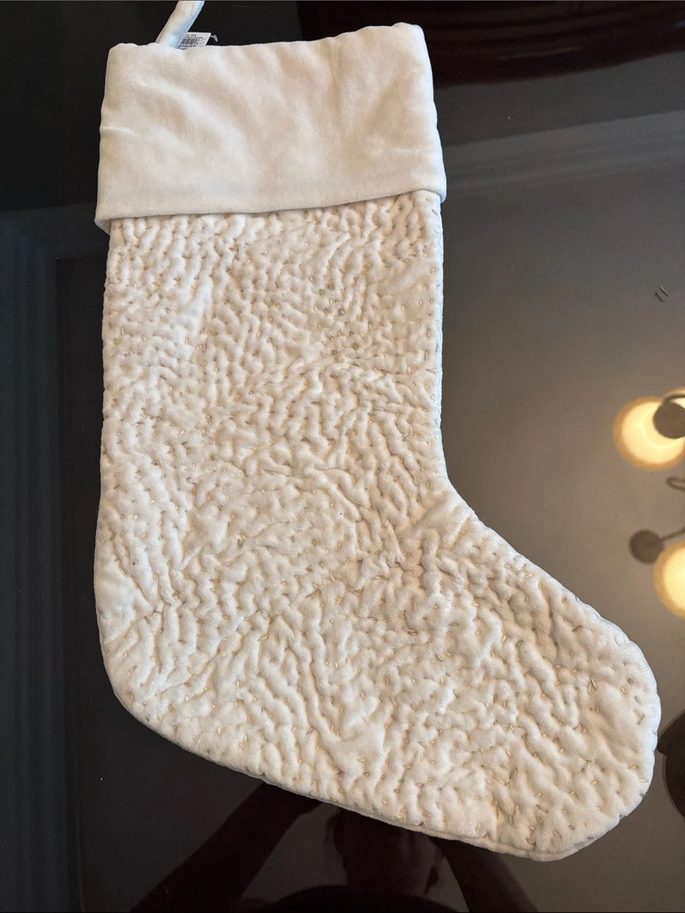 Pottery Barn Cream Quilted Holiday Stocking
